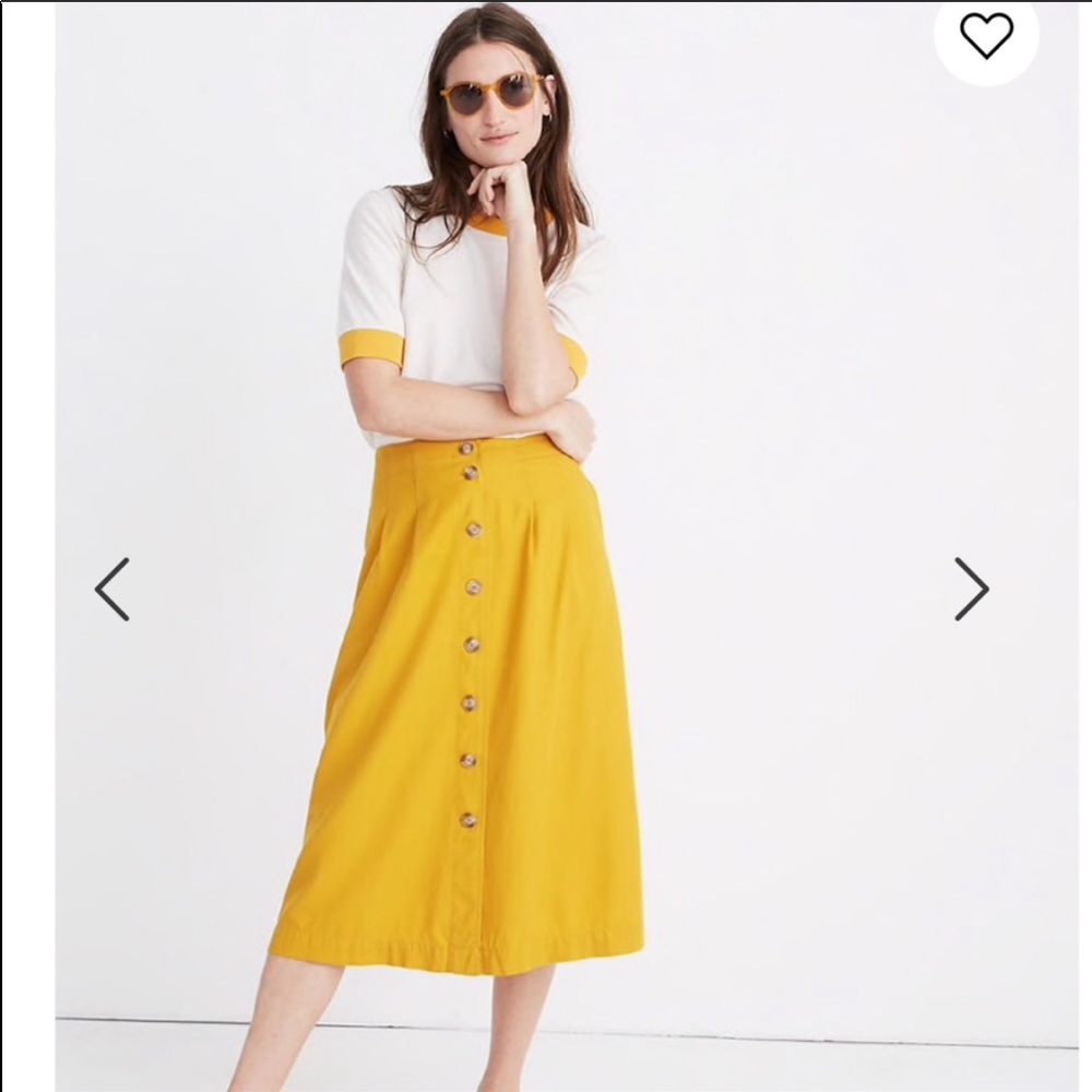 Mustard patio button front skirt